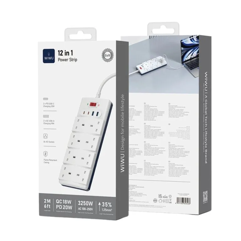 WiWU Wi-S009 3250W GaN 12in1 Power Strip – White — photo 4