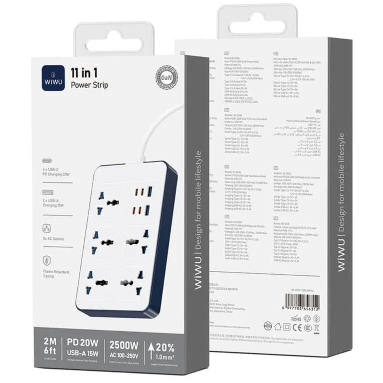 WiWU Wi-S006 2500W GaN 11 in1 Power Strip – White — photo 3