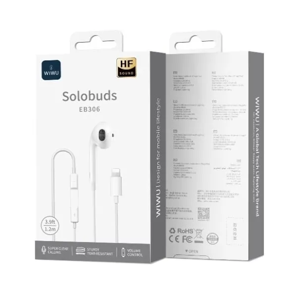 WiWU EB306 Solo Lightning Earphone – White — photo 3