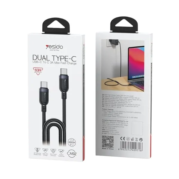 Yesido CA192 60W Dual Type-C 2M Cable — photo 3