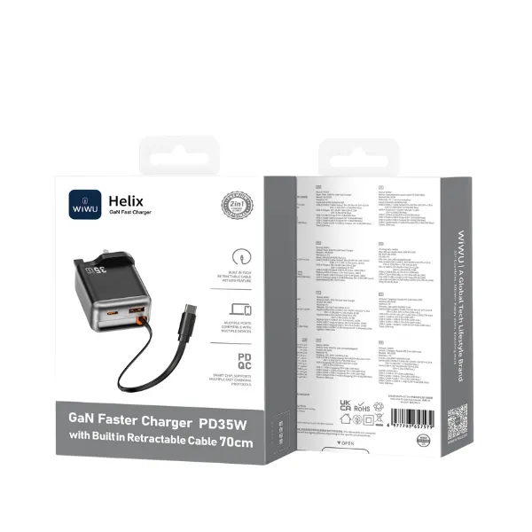 WiWU WI-G029 Helix 35w PD+QC Gan Fast Charger Black — photo 3