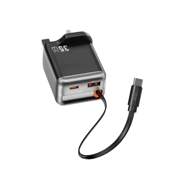 WiWU WI-G029 Helix 35w PD+QC Gan Fast Charger Black