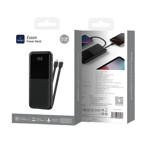 WiWU Wi-P081 22.5W 10000mAh Essen Power Bank – Black / White — photo 7