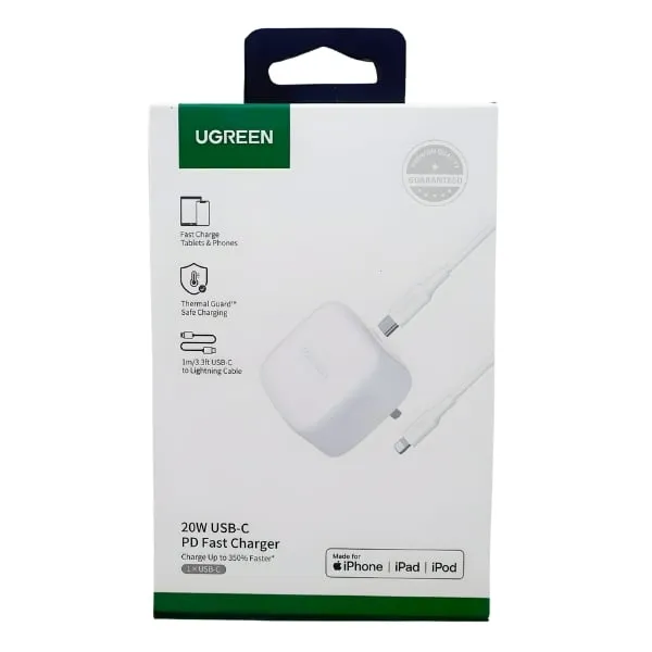 Ugreen 70297 20W PD Fast Charger (UK Plug) with USB-C to Lightning Cable 1M — photo 3