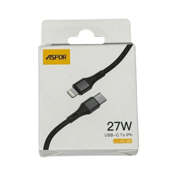 Aspor AC-20 27W USB-C to Lightning Nylon Braided Cable (1 m) — photo 2