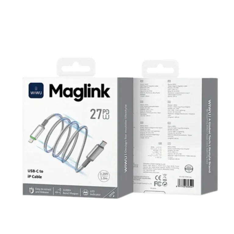 WiWU MagLink 27W USB-C to Lightning Fast Charging Cable 1M – White — photo 4