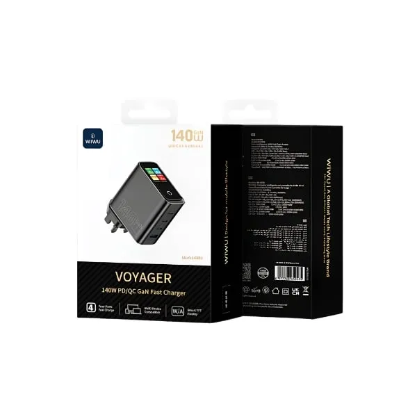 WiWU WI-G028 VOYAGER 140W GaN Smart Display Charger (4-Port Fast Charger) — photo 3