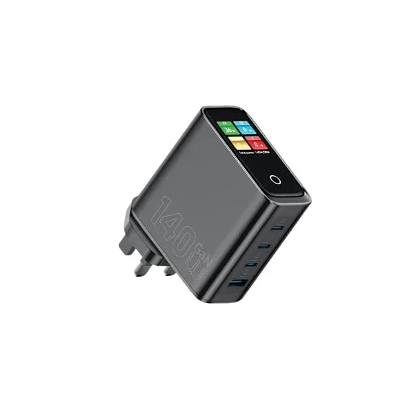 WiWU WI-G028 VOYAGER 140W GaN Smart Display Charger (4-Port Fast Charger)