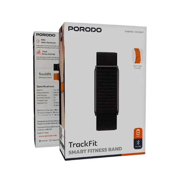 Porodo TrackFit Smart Fitness Band Nylon (Black + Orange) — photo 5