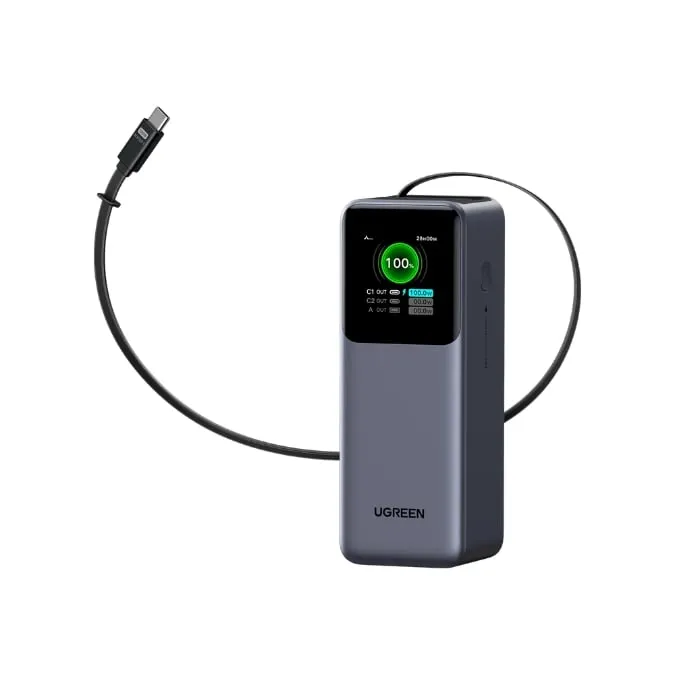 Ugreen 55987B 165W Power Bank with USB-C Retractable Cable