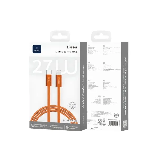 WiWU ESSEN C100 USB-C to Lightning Cable 1.5M Orange — photo 3