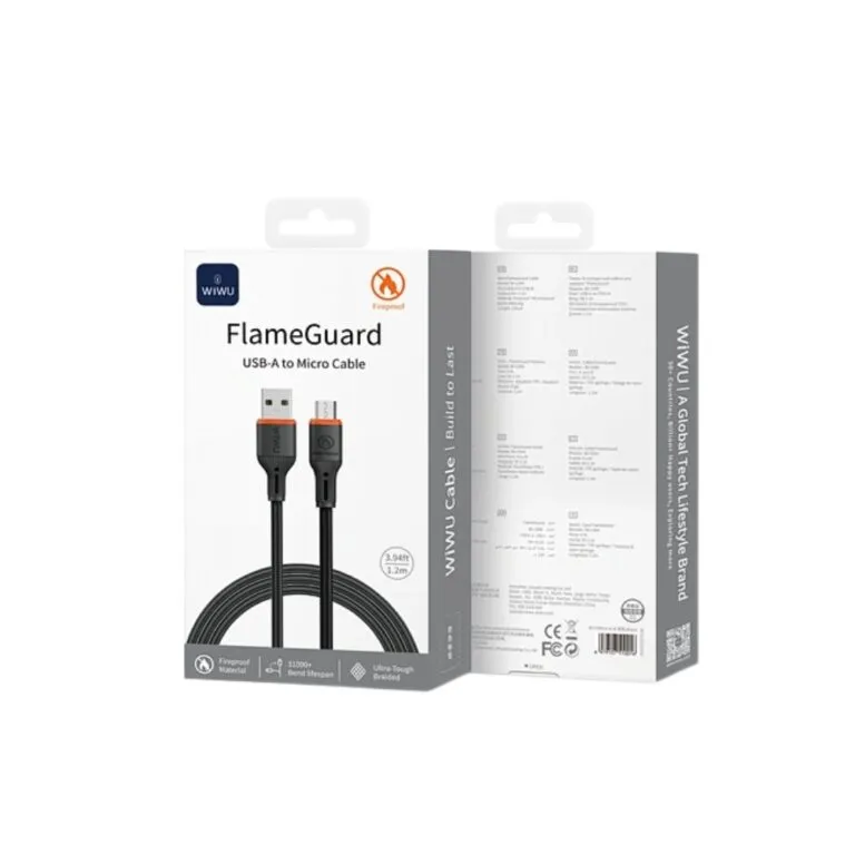 WiWU WI-C094 FlameGuard USB-A to Micro Cable 1.2M Black — photo 3